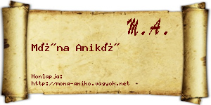 Móna Anikó névjegykártya